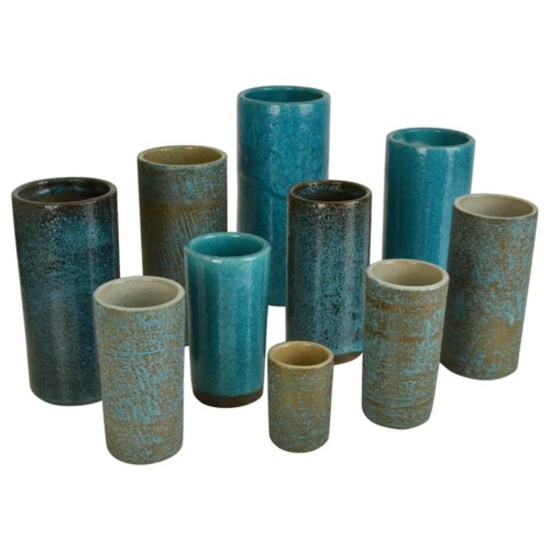 Blue Ceramic Cylinder Vases by Groeneveldt, Set of 10 for sale at Pamono