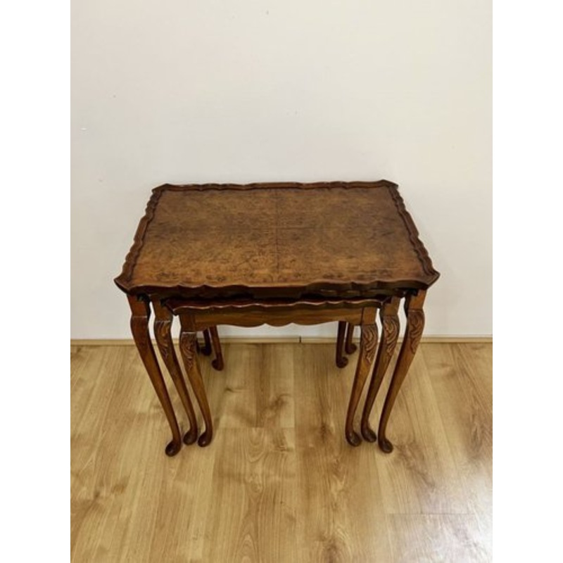 Burr Walnut Nest of Tables, 1920s, Set of 3 for sale at Pamono