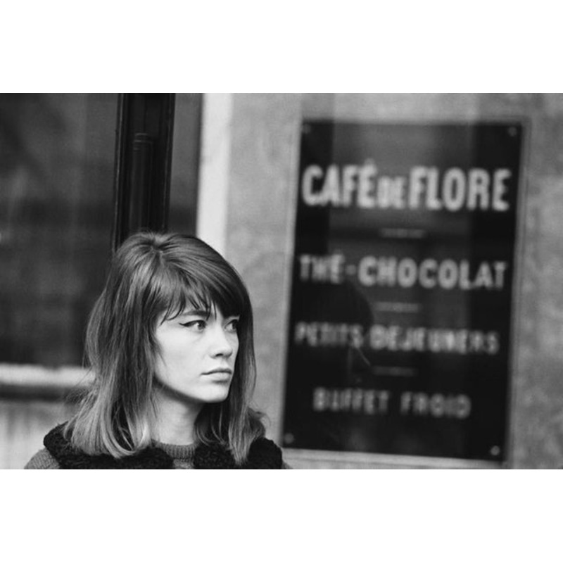 Francoise Hardy at Caf Flore Archival Pigment Print Framed in White by Giancarlo Botti for sale at Pamono