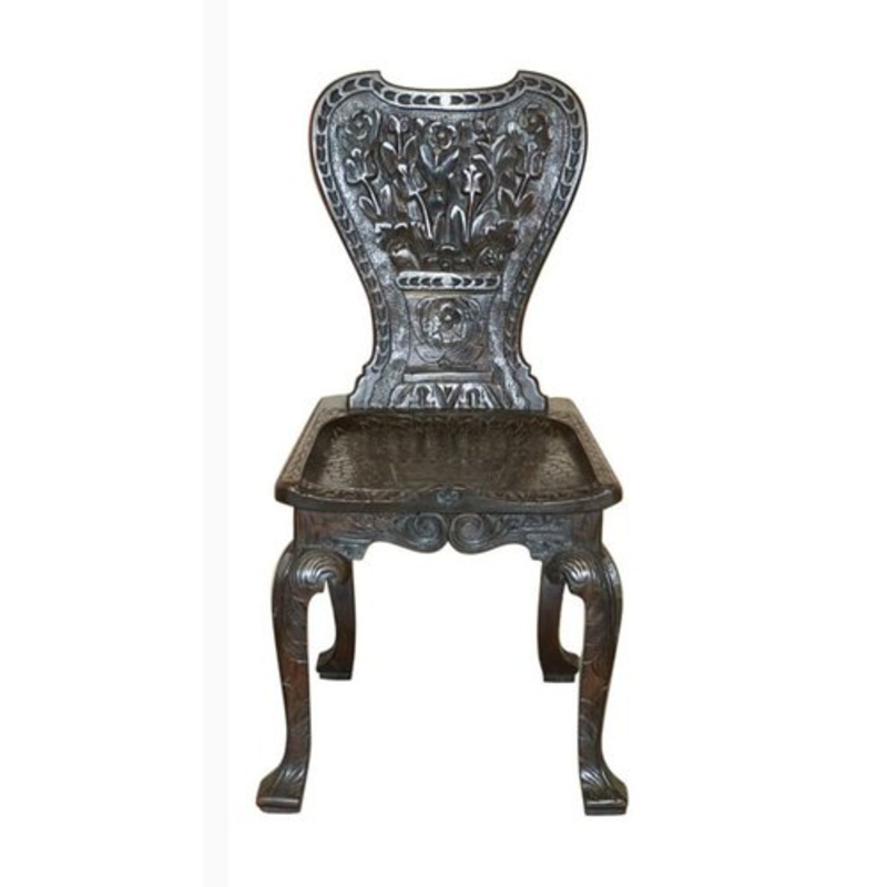 Hand Carved Colonial Hall Side Chair, 1860s for sale at Pamono