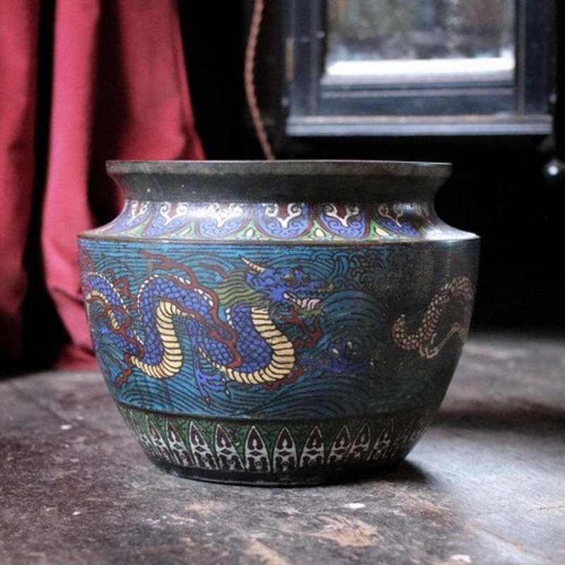Japanese Champleve Bronze Cloisonn Jardiniere for sale at Pamono