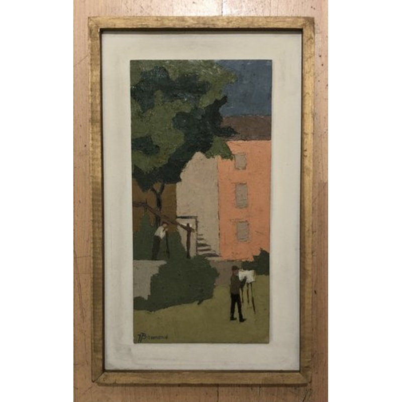 Jean-Jacques Boimond, Painter and Gardener at Work, Oil on Wood, 1990s, Framed for sale at Pamono