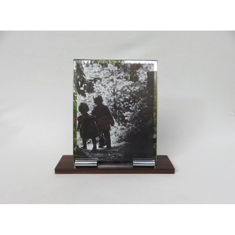 Large Art Deco French Chrome-Plated Wooden Picture Frame for sale at Pamono