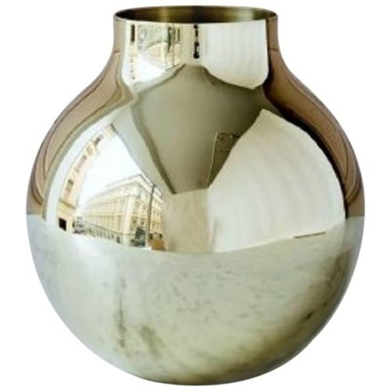 Large Boule Vase in Brass by Olivia Herms for Skultuna for sale at Pamono
