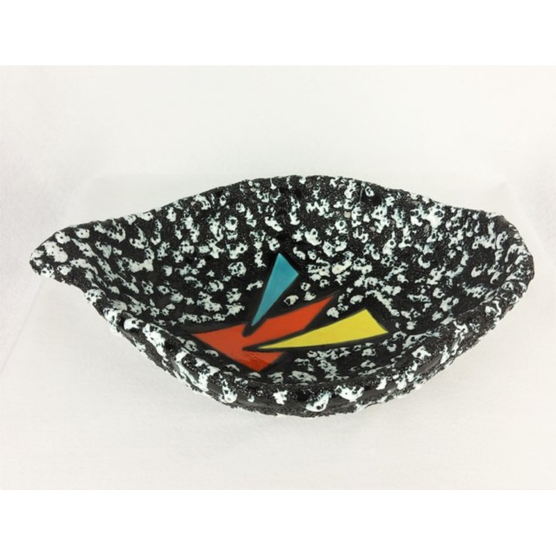 Mid-Century Black and White Ceramic Bowl from Vallauris for sale at Pamono
