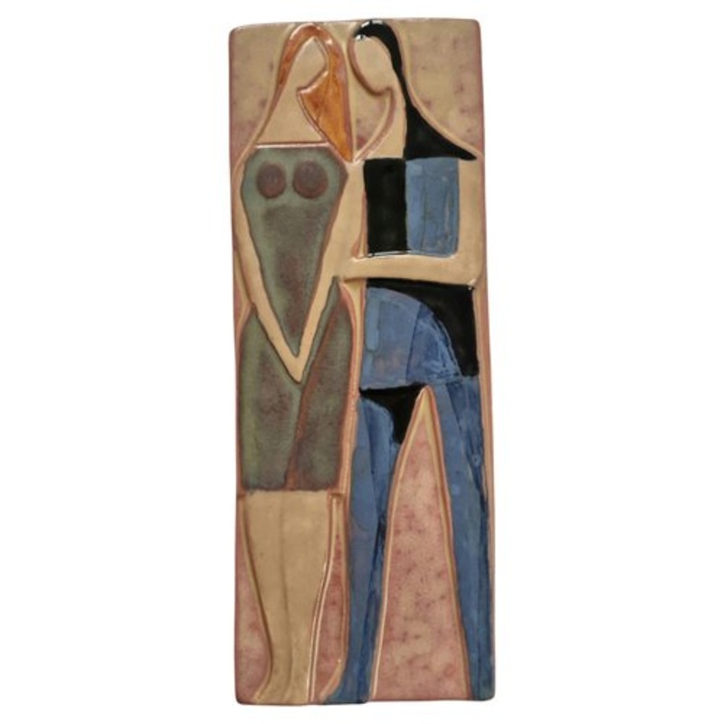 Mid-Century Ceramic Lovers Wall Sculpture, 1970s for sale at Pamono