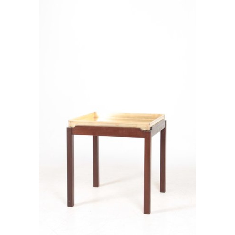 Mid-Century Mahogany and Brass Side Table, 1960s for sale at Pamono