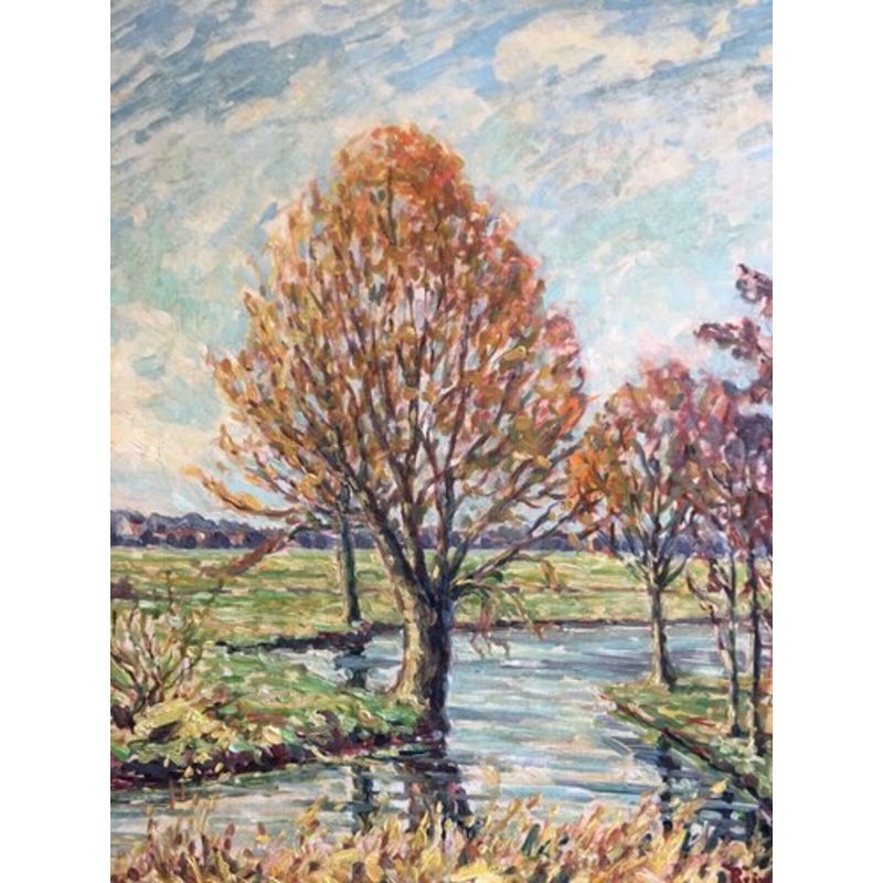 Reinecke, River Landscape, Oil on Canvas for sale at Pamono