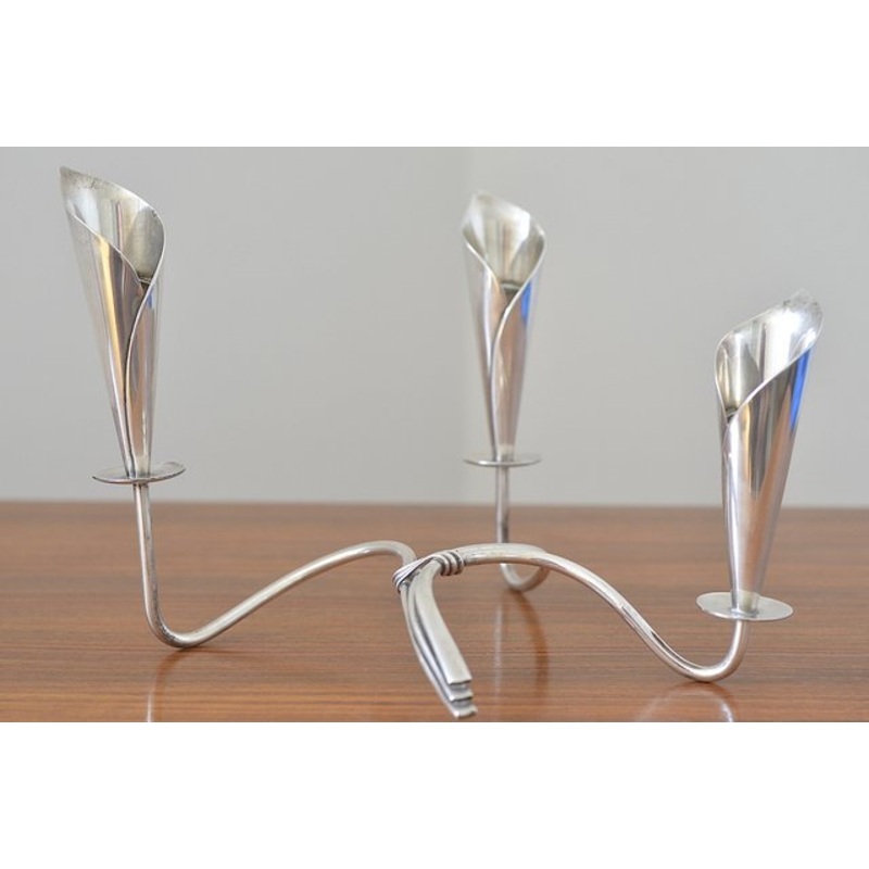 Scandinavian Calla Lily Candleholder by Hans Jensen, 1960s for sale at Pamono