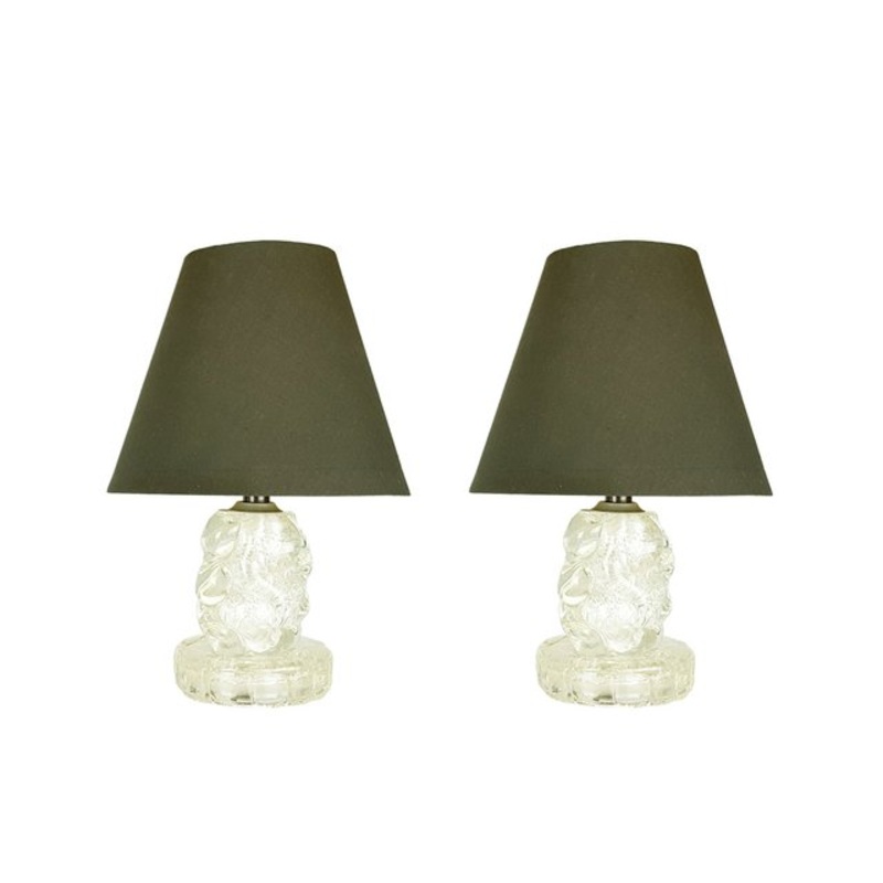 Small Clear Murano Glass attributed to Ercole Barovier for Barovier & Toso, 1930s, Set of 2 for sale at Pamono