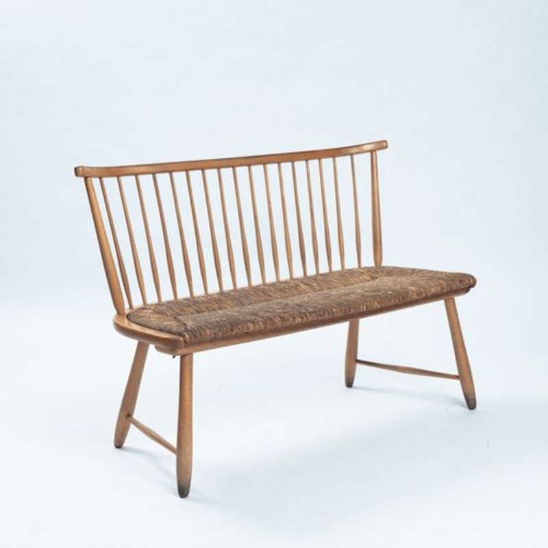 Straw Spindle Bench by Arno Lambrecht for WK Mbel, 1950s for sale at Pamono