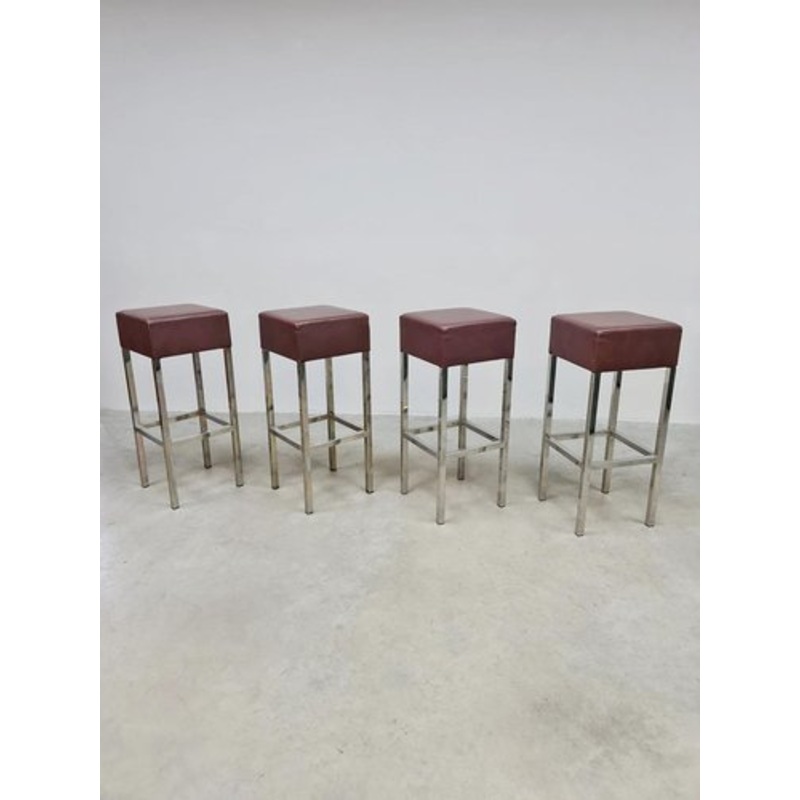Vintage Chrome Bar Stools, 1970s, Set of 4 for sale at Pamono