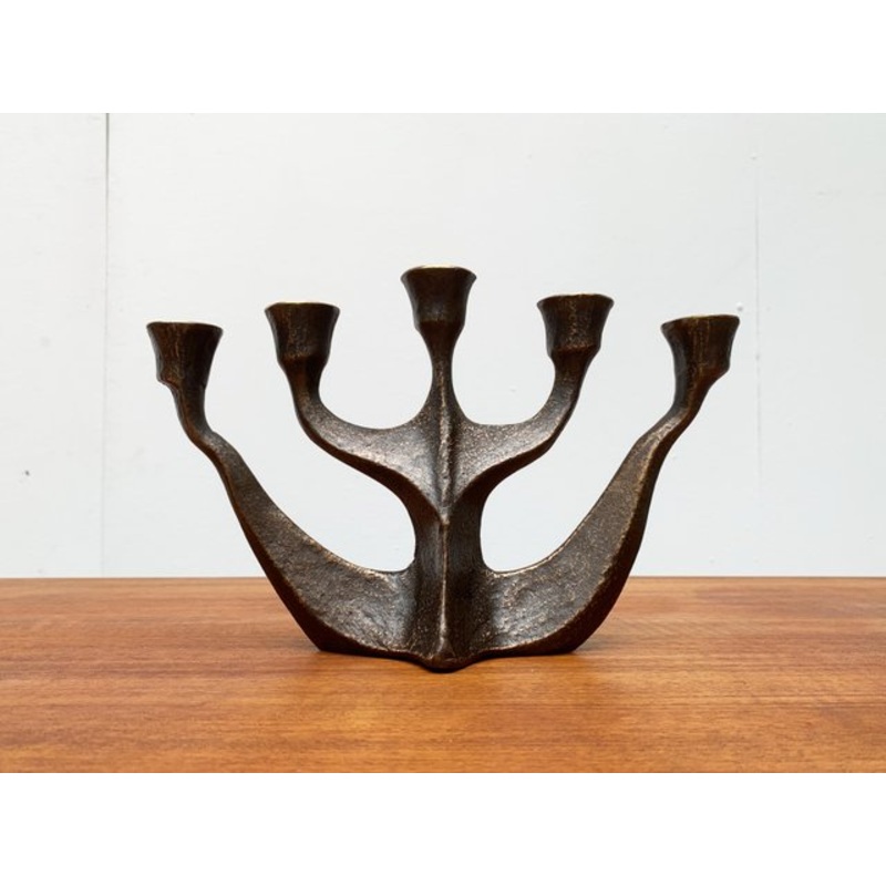 Vintage German Brutalist Metal Candleholder from Dalbeck for sale at Pamono-UAH-949726