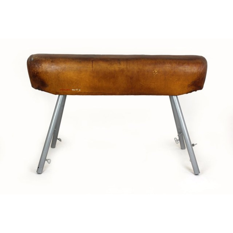 Vintage Gymnastic Pommel Horse in Leather, 1950s for sale at Pamono