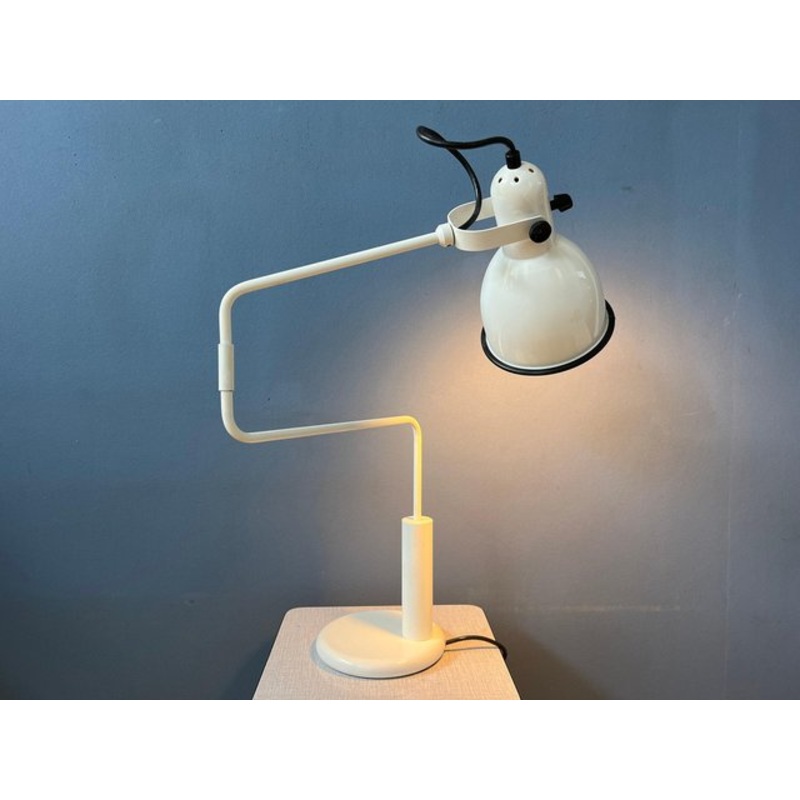 White Swing-Arm Anvia Elbow Table Lamp by Hoogervorst, 1970s for sale at Pamono