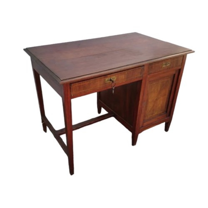 Antique Spanish Wooden Desk with Drawer and Door for sale at Pamono