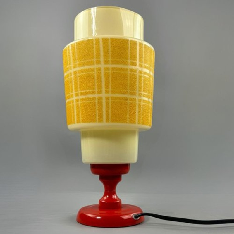 Colored Yellow and Red Glass Table Lamp, 1970s for sale at Pamono