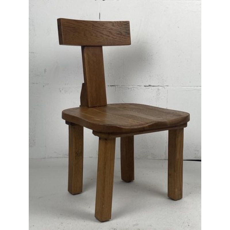 Dutch Brutalist Oak Low Chair or Childrens Chair, 1970s for sale at Pamono