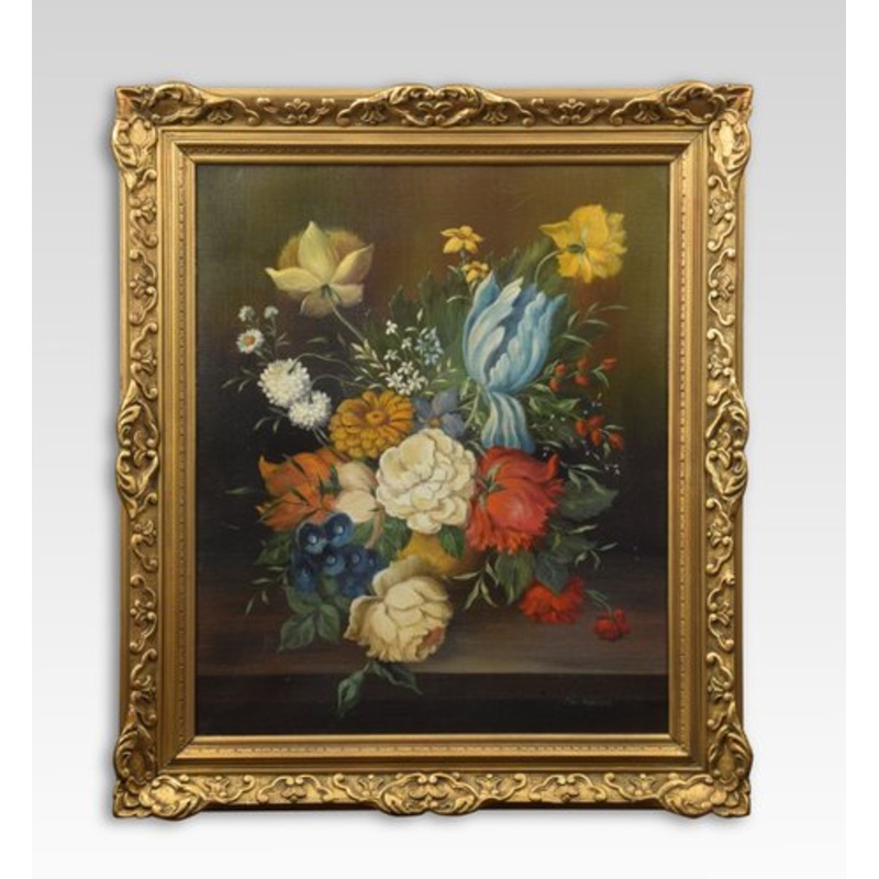 J van Neesen, Still Life of Flowers, 1960s, Oil on Canvas, Framed for sale at Pamono