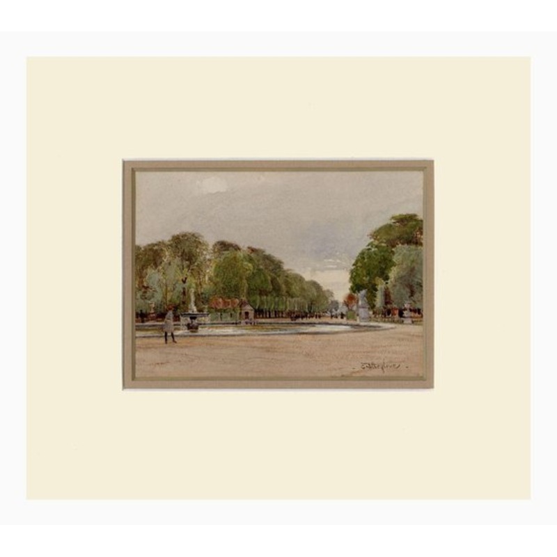 John Fulleylove RI, Tuileries Gardens, Paris, Late 1800s, Watercolour for sale at Pamono
