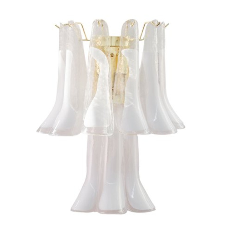 Large Petal Wall Light in Murano Glass with White Decoration, Italy, 1990s for sale at Pamono