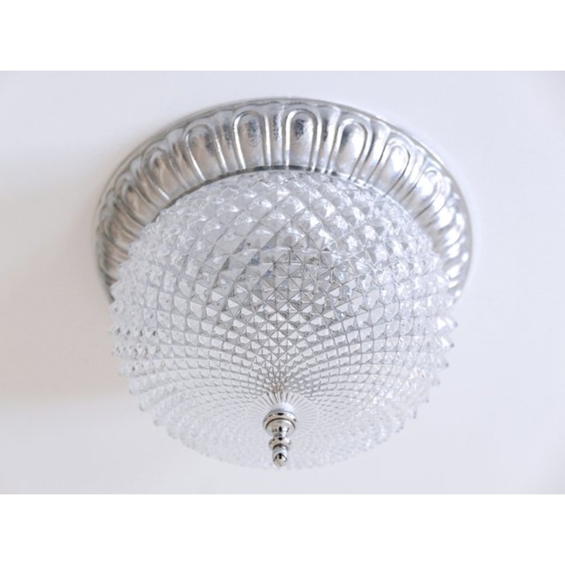 Mid-Century Modern Textured Glass Ceiling Lamp from Slken Leuchten, Germany, 1970s for sale at Pamono