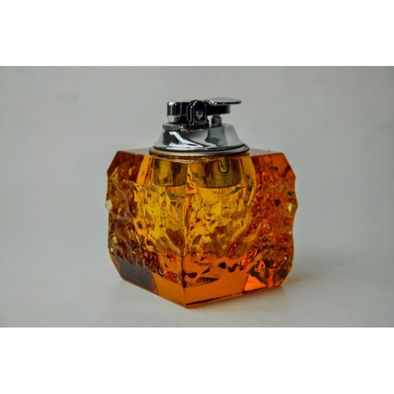 Orange Ice Cube Lighter in Murano Glass attributed to Antonio Imperatore, Italy, 1970s for sale at Pamono