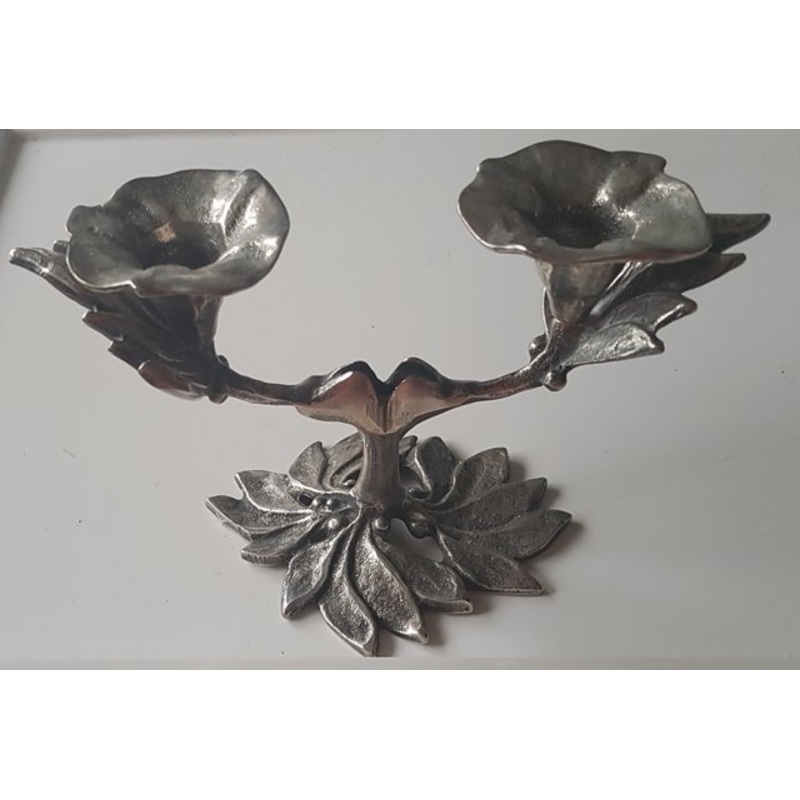 Two-Armed Candlestick in Flower Shape, 1960s for sale at Pamono