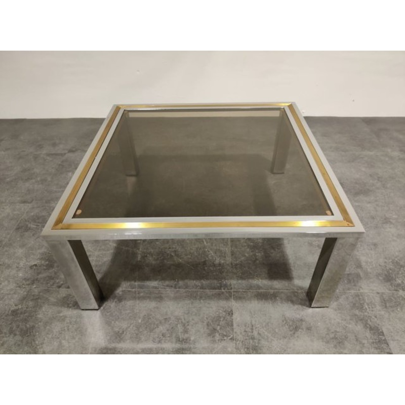 Vintage Chrome and Brass Coffee Table, 1970s for sale at Pamono