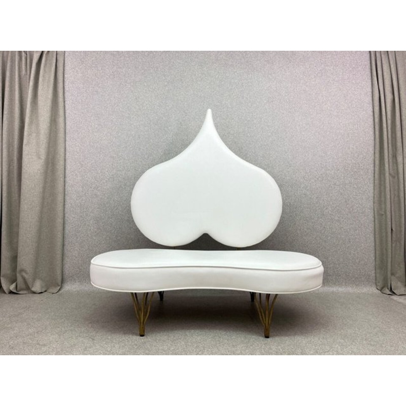 Vintage Italian Fiammette Heart Sofa in White Leather by Domusnova for sale at Pamono
