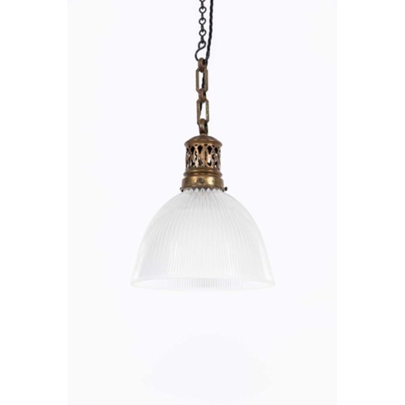 Antique Holophane Stiletto Glass Pendant Light, 1920s for sale at Pamono