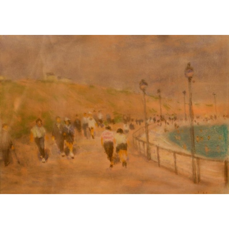 At the Seaside, Mid-Century Impressionist Pastel by William Mason, 1960s for sale at Pamono
