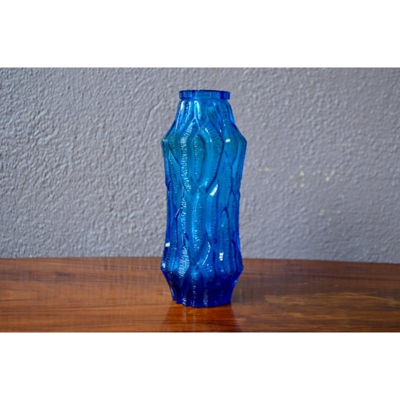 Austrian Blue Glass Vase, 1960s for sale at Pamono