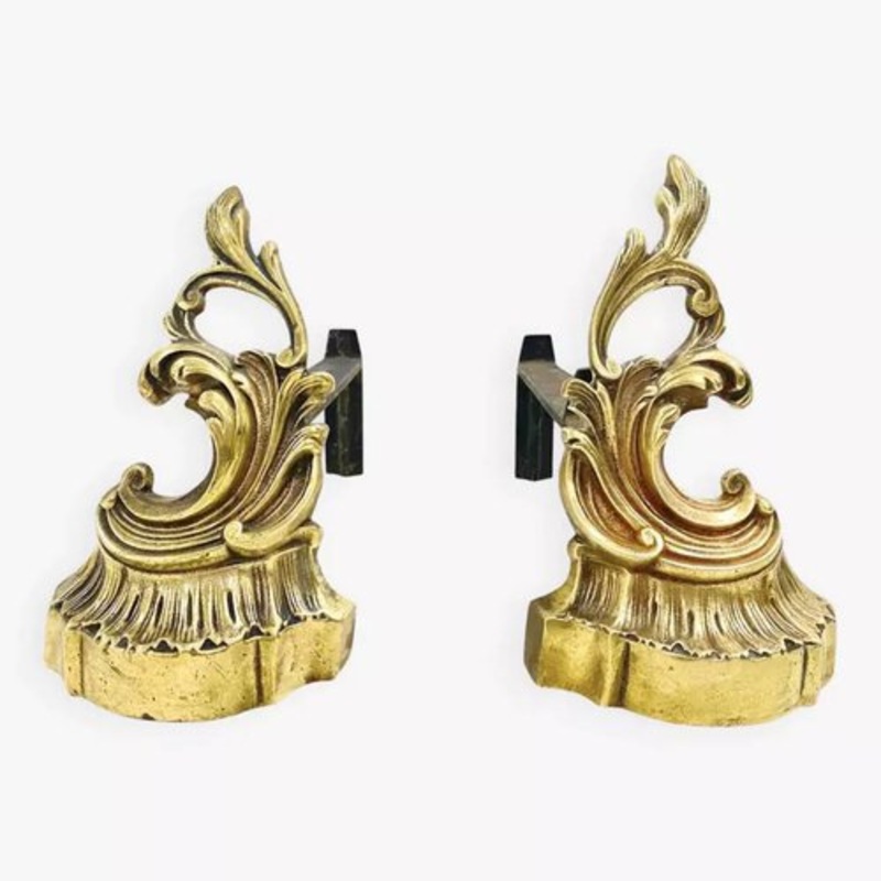 Bronze Andirons, Set of 2 for sale at Pamono