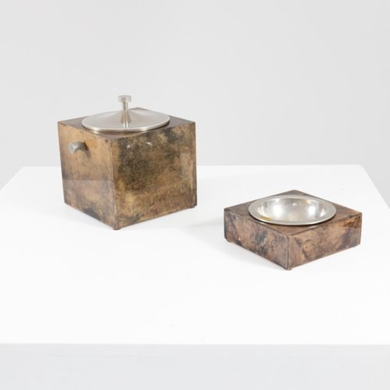 Ice Holder and Pocket Emptier Set by Aldo Tura, 1960s, Set of 3 for sale at Pamono