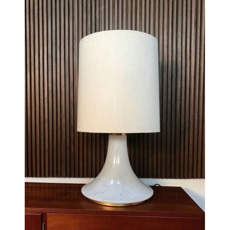 Large Table Lamp with Illuminated Glass and Brass Base from Glashtte Limburg, 1960s for sale at Pamono