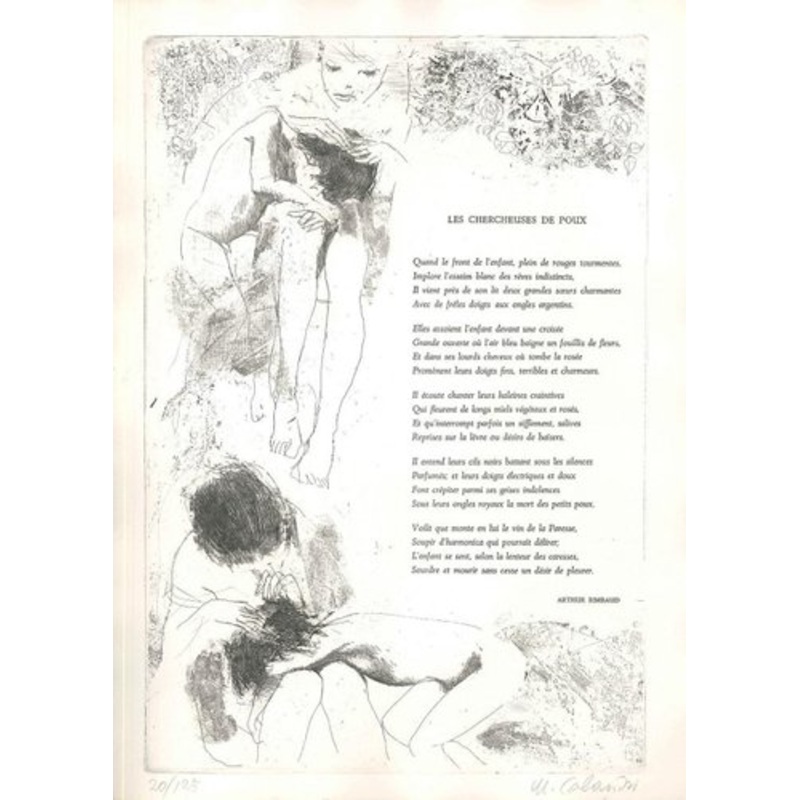 Les chercheuses de Poux – Original Etching by Mario Calandri – 1960s 1960s for sale at Pamono