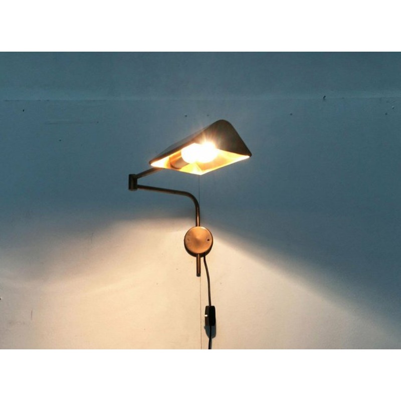 Mid-Century German Hollywood Regency Style Brass Wall Lamp Sconce by Florian Schulz for Interline, 1970s for sale at Pamono