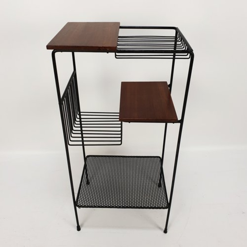 Mid-Century Italian Storage Rack in Teak and Metal, 1950s for sale at Pamono