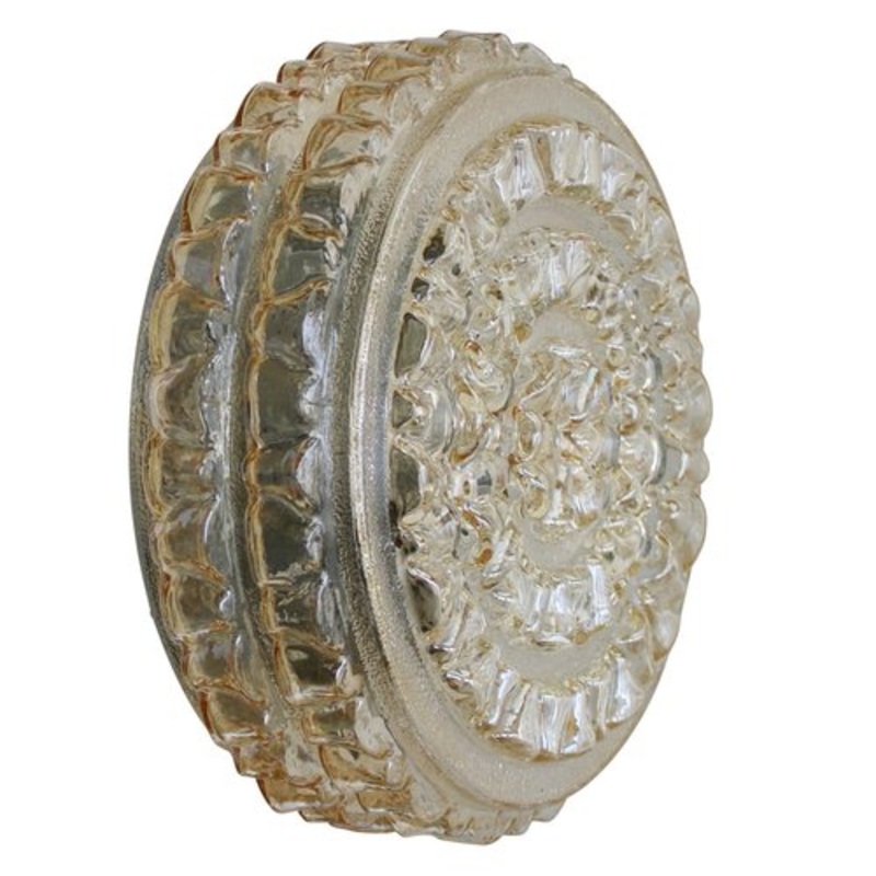 Mid-Century Light Amber Glass Sconce or Flush Mount for sale at Pamono