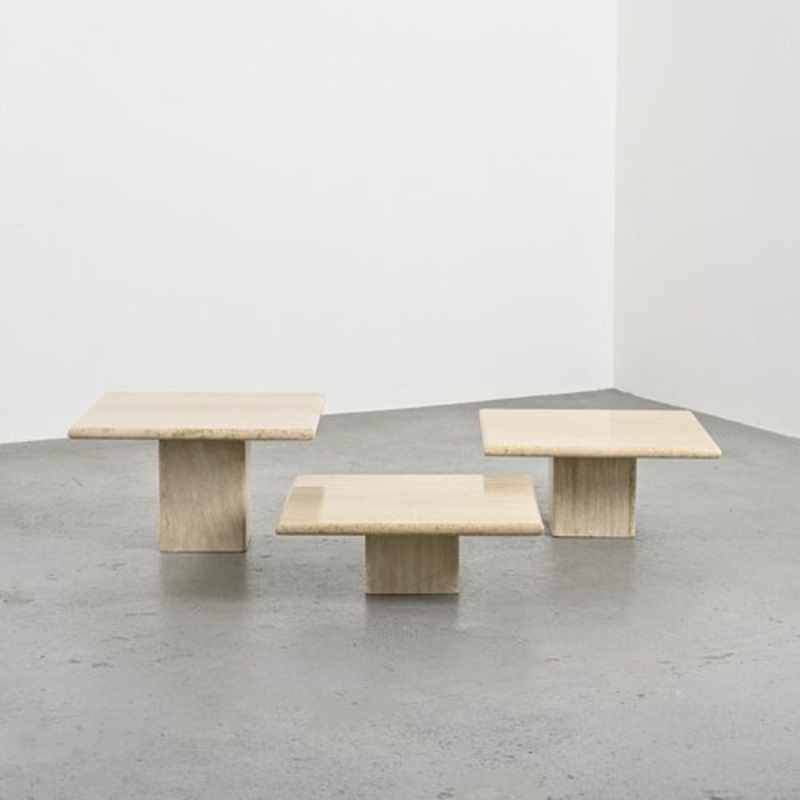 Nesting Tables in Travertine, Italy, 1970s, Set of 3 for sale at Pamono