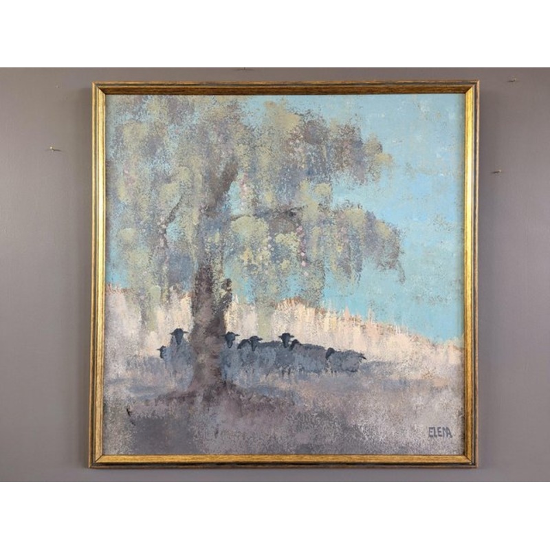 Sheep at Rest, Oil Painting, Framed for sale at Pamono