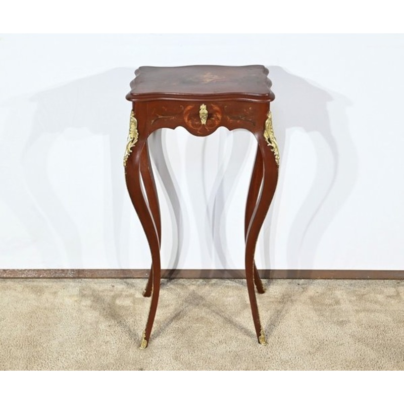 Small Louis XV Style Lacquered Wooden Worktable, Late 19th Century for sale at Pamono