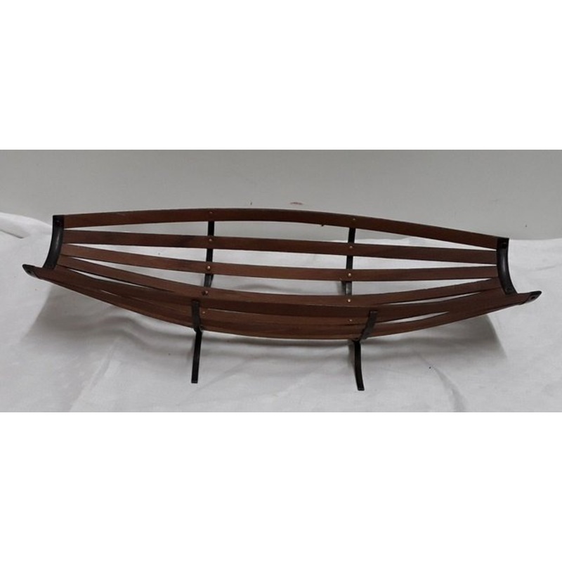 Teak Black Lacquered Iron & Copper Fruit Bowl, 1960s for sale at Pamono