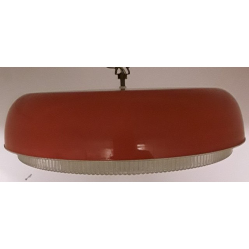 Vintage Red Plastic, Acrylic Glass, and Chrome Ceiling Lamp, 1970s for sale at Pamono