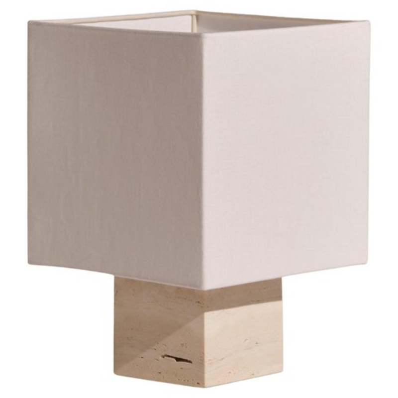 White Travertine Small Roma 1 Square Table Lamp by Nassi for sale at Pamono