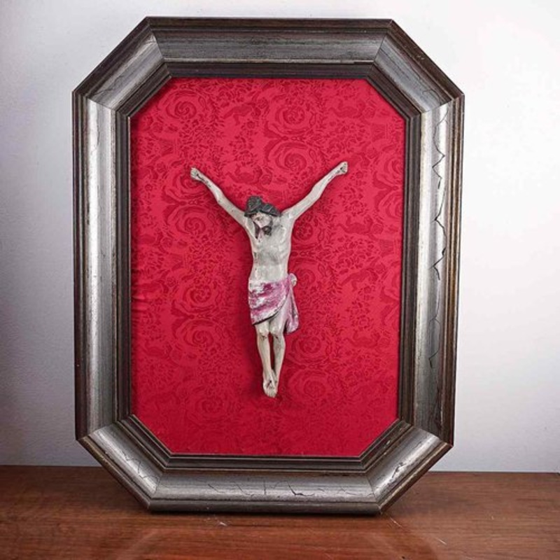 Wooden Christ with Frame, 1800s for sale at Pamono