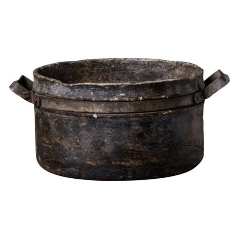 Antique Swedish Soapstone Stone Pot with Hand Wrought Iron and a Genuine Patina for sale at Pamono
