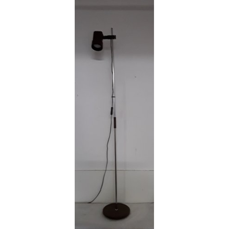 Brown, Black & Chrome Metal Adjustable Floor Lamp, 1980s for sale at Pamono