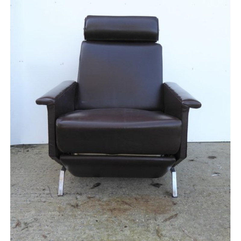 Brown Leatherette Lounge Chair by Georges Van Rijck for Beaufort, 1960s for sale at Pamono